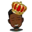 Avatar wearing a crown, tilting his head and smiling